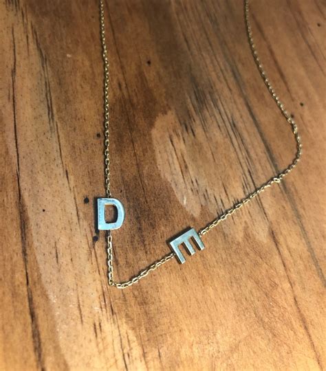 Asymmetrical Initial Necklace Sterling Silver Sideways Etsy