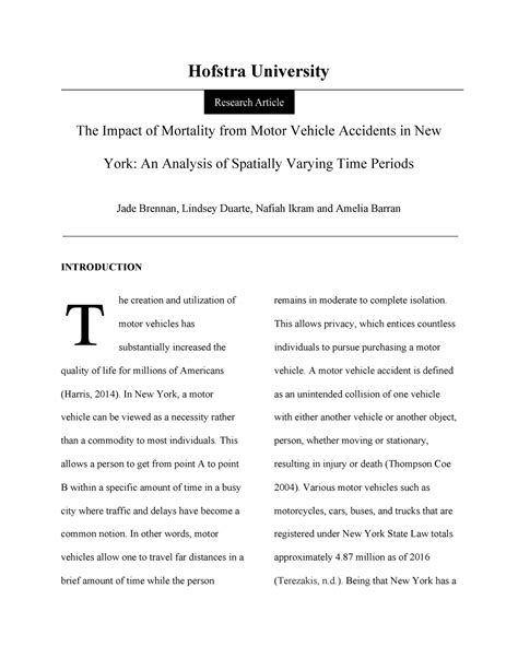 HPR 073- Final Assignment - Hofstra University The Impact of Mortality