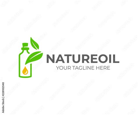 Essential Oil Logo Design Natural Oil With Fresh Herbs Vector Design