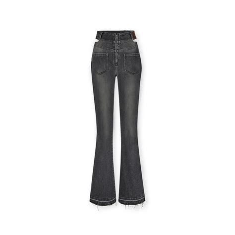 Notawear High Waist Cutting Out Washed Bootcut Jeans Dark Grey Mores