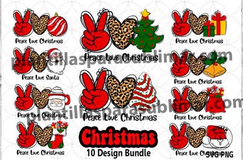 Peace Love Christmas DTF Sublimacion Vector Plantillas Para Sublimar