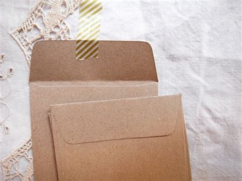 Set Of 100 Small Kraft Brown Paper Envelopes Square Etsy