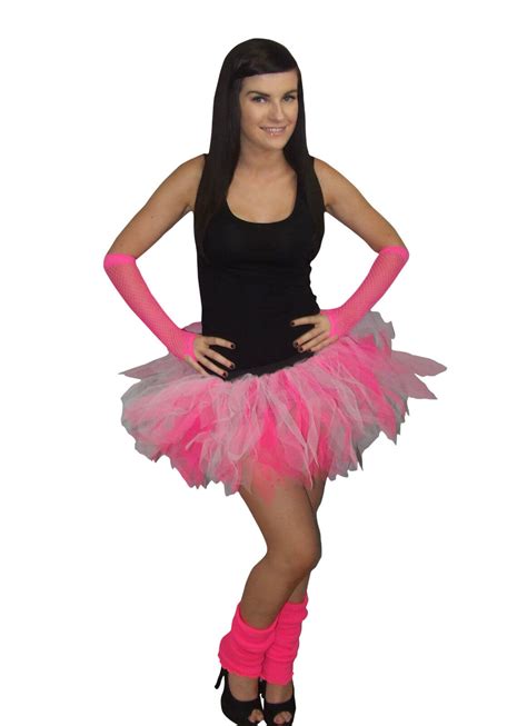 Neon Pink Tutu Skirt 80s Fancy Dress Hen Party Fun Run Plus Size Dance