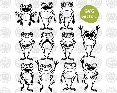 Frog Digital Stamps Cute Frog Svg Files For Cricut Monogram Svg Files