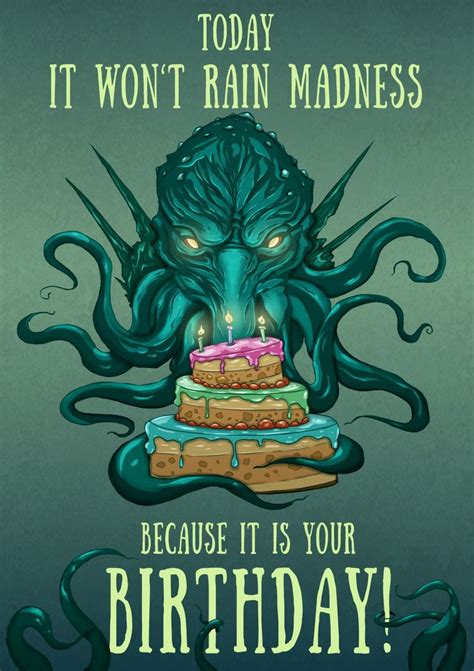 14 Custom Happy Birthday Card A4 Horror Card Geek Humor Cthulhu