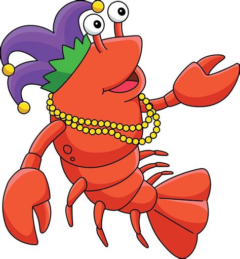 Mardi Gras Jester Crawfish Cartoon Colored Clipart 20119237 Vector Art ...