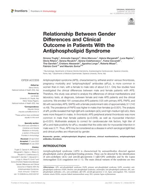 Pdf Relationship Between Gender Differences And Clinical Outcome In