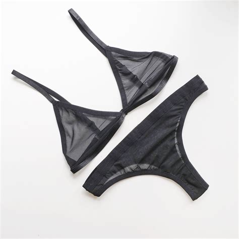 S Pure Lingerie Set In Zwart Transparante Lingerie Etsy