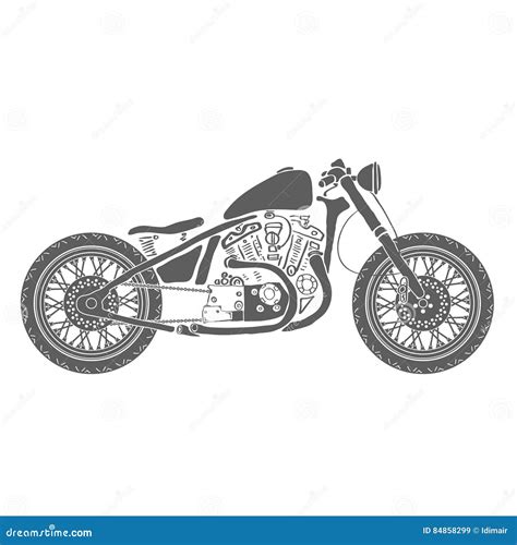 Hand Drawn Vintage Motorcycle Vector Stock Vector Illustration Of