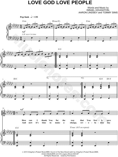 Israel Houghton Love God Love People Sheet Music In Eb Minor