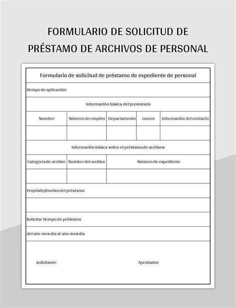 Plantilla de Excel Formulario De Solicitud De Préstamo De Archivos De