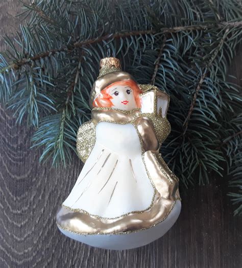 Angel Christmas Glass Ornaments Blown Glass Etsy Uk