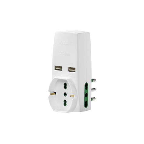 Triple Adapter Vimar With Usb Plugs And Sockets A Schuko P B