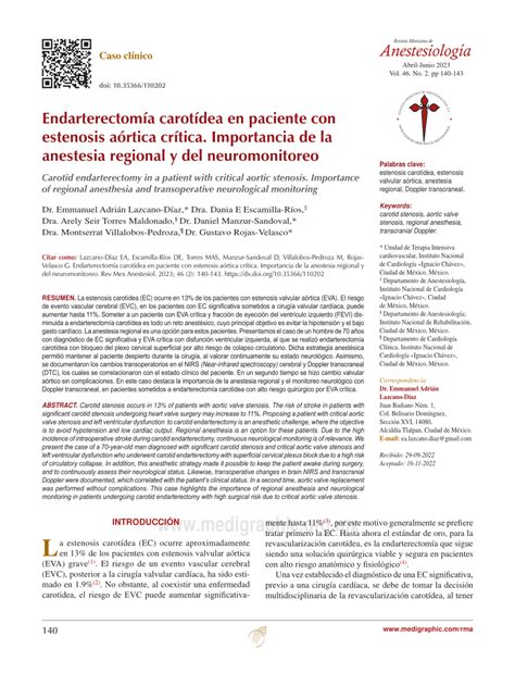 PDF Endarterectomía carotídea en paciente con estenosis aórtica