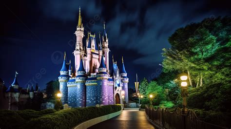 Fondo Castillo De Cenicienta Y Caminos Iluminados Por La Noche Fondo