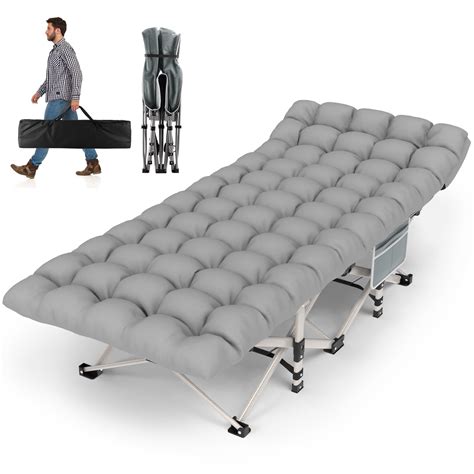 28in Folding Camping Cot For Adult Portable Sleeping Cot With Mattress