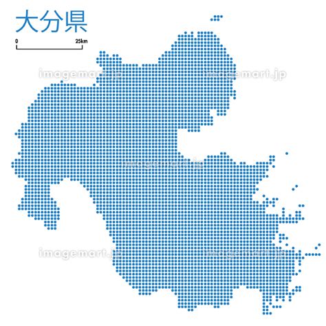 大分県の詳細地図九州地方｜都道府県別ドット表現の地図のイラスト ベクターデータ 147291058 イメージマート