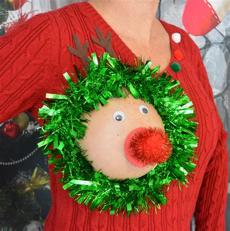 Sexy Ugly Christmas Sweater It Is Not A Plastic Boob Cut Etsy