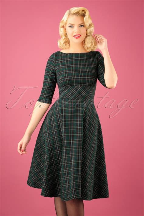 40s Peebles Pinafore Tartan Dress In Green