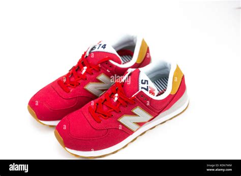 Boston Ma Usa January 2019 New Balance Nb 574 Red Athletic Shoes