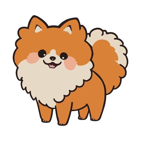 Cute Dibujos Animados Pomeranian Spitz Spitz Perro Con Una Cola