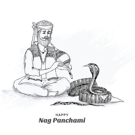 Hand draw sketch happy naag panchami card background 9967631 Vector Art ...