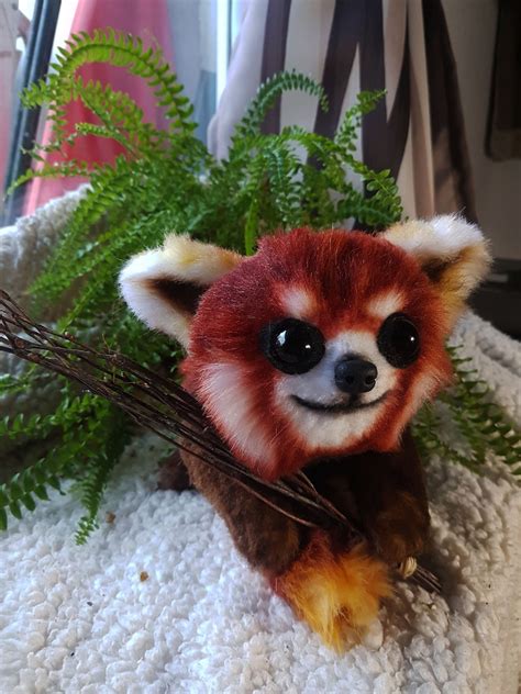 Ooak Red Panda Plushie Art Toy Small Handmade Animal Plush Etsy