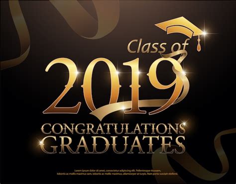 Premium Vector Class Of 2019 Congratulations Graduates Gold Text With