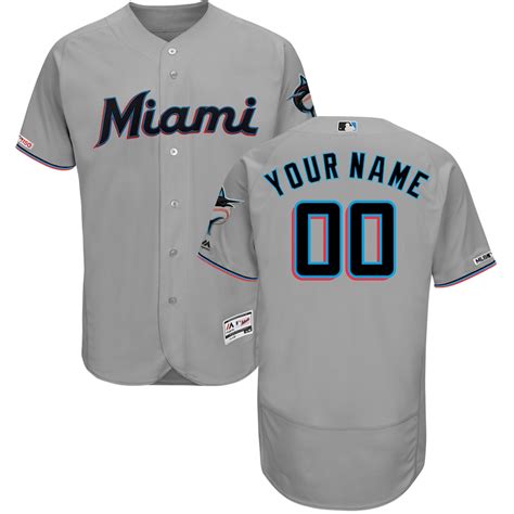 Men's Majestic Gray Miami Marlins Road Authentic Collection Flex Base ...