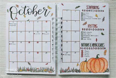 October Bullet Journal Calendar