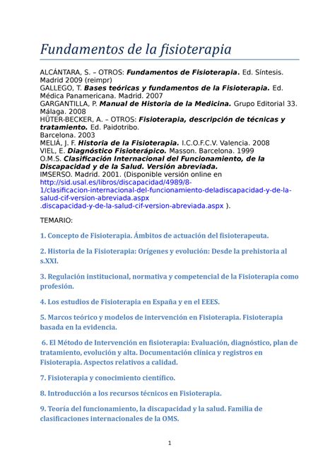 Historia De Fundamentos De La Fisioterapia Fundamentos De La