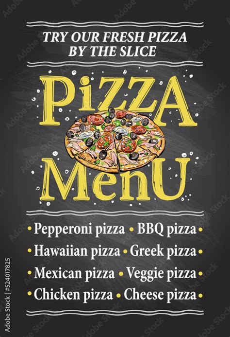 Pizza Menu Chalkboard Display Mockup Stock Vector Adobe Stock