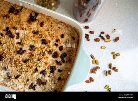 Homemade Umm Ali Traditional Dessert Sweet Dish In A Casserole Stock