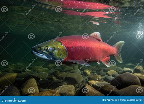 Spawning Sockeye Salmon In North Americagenerative Ai Stock