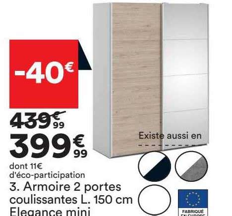 Promo Armoire Portes Coulissantes L Elegance Mini Chez But