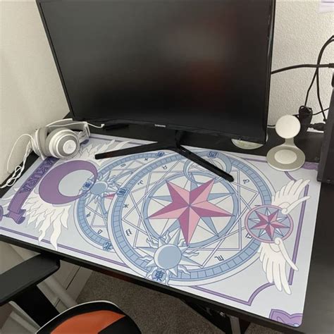 Lilac Sakura Anime Desk Mat Kawaii Purple Mousepad Cute Witch