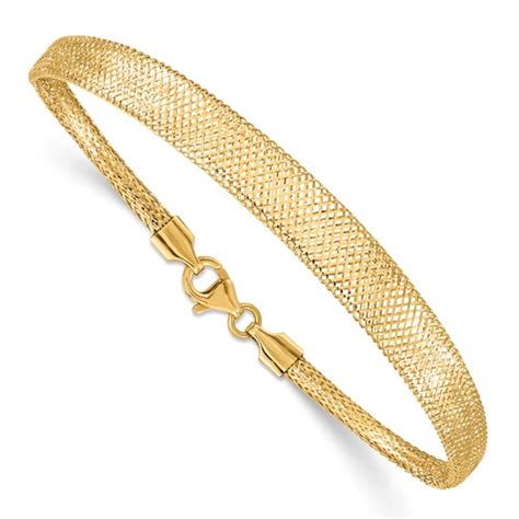 10k Yellow Gold Tapered Stretch Mesh Bracelet With Lobster Clasp 10SF2744 7