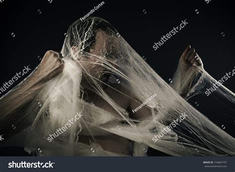 Dangerous Naked Man Caught Spider Web Stock Photo Edit Now 154867757