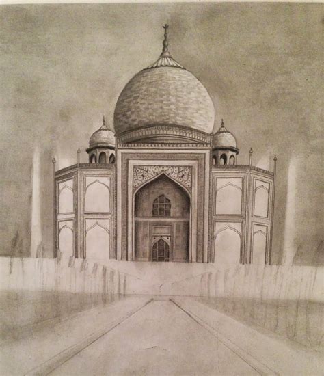 Taj Mahal Pencil Sketch Witness The Regal Grandeur