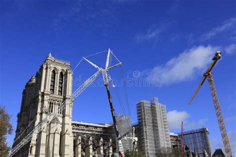 Construction At The Notre Dame Cathedral In Paris France Editorial