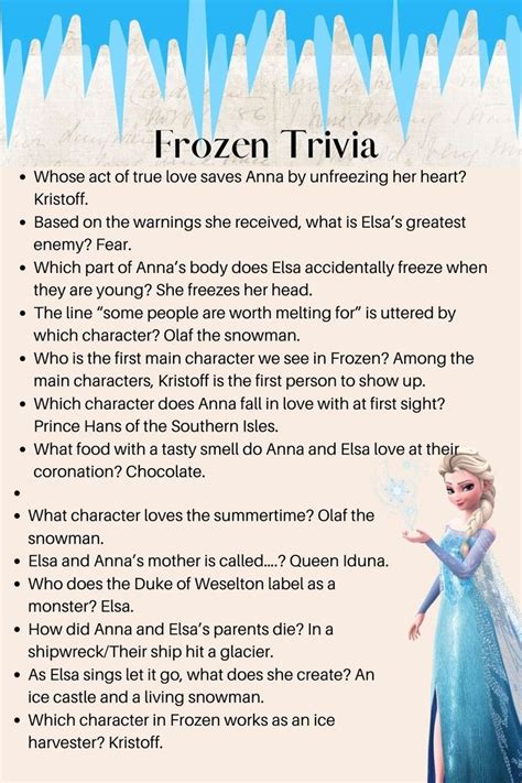 100 Fun Easy Frozen Trivia Questions With Answers Trivia Kid