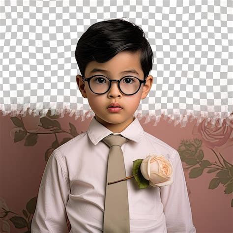 Premium Psd Sad Preschool Boy In Optician Outfit Poses Against Pastel