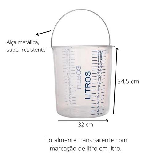 Kit Balde Pl Stico Graduado Transparente Litros C Al A Frete Gr Tis