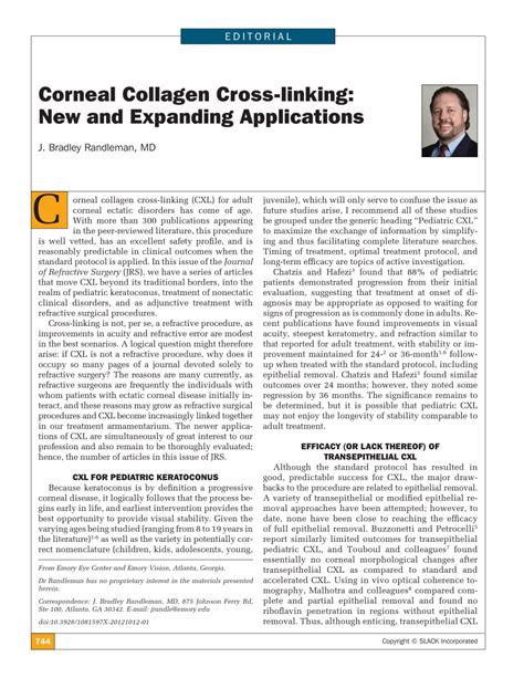 PDF Corneal Collagen Cross Linking New And Expanding Applications