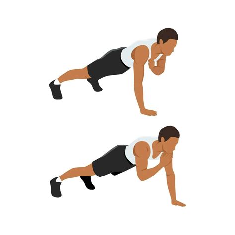 Plank Shoulder Taps Exercise Flat Vector Illustration Isolated On