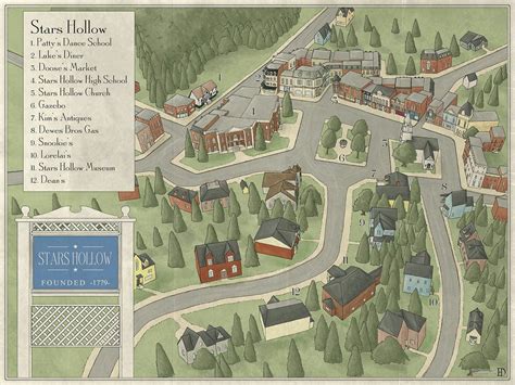 A map of Stars Hollow : r/GilmoreGirls