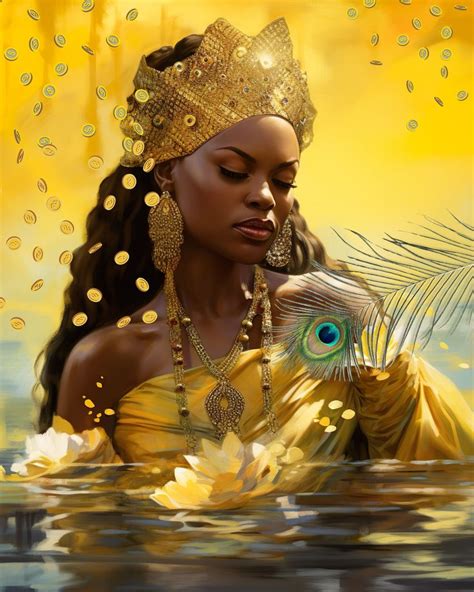 Oshun With Coins Orisha Art African Goddess Of Abundance Love