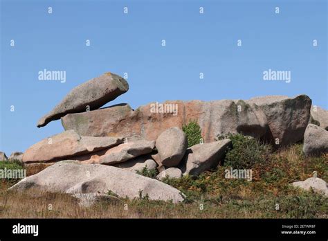 Bizarre Boulders And Rock Formation On The Cote De Granit Rose Pink