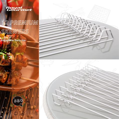 Royal Gourmet Ts1601 Skewers For Grilling 13 Long Flat Bbq Skewers