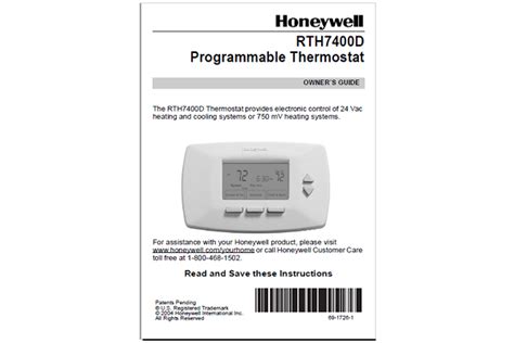 Honeywell Rth7400 Programmable Thermostat Owners Guide Manualsbooks